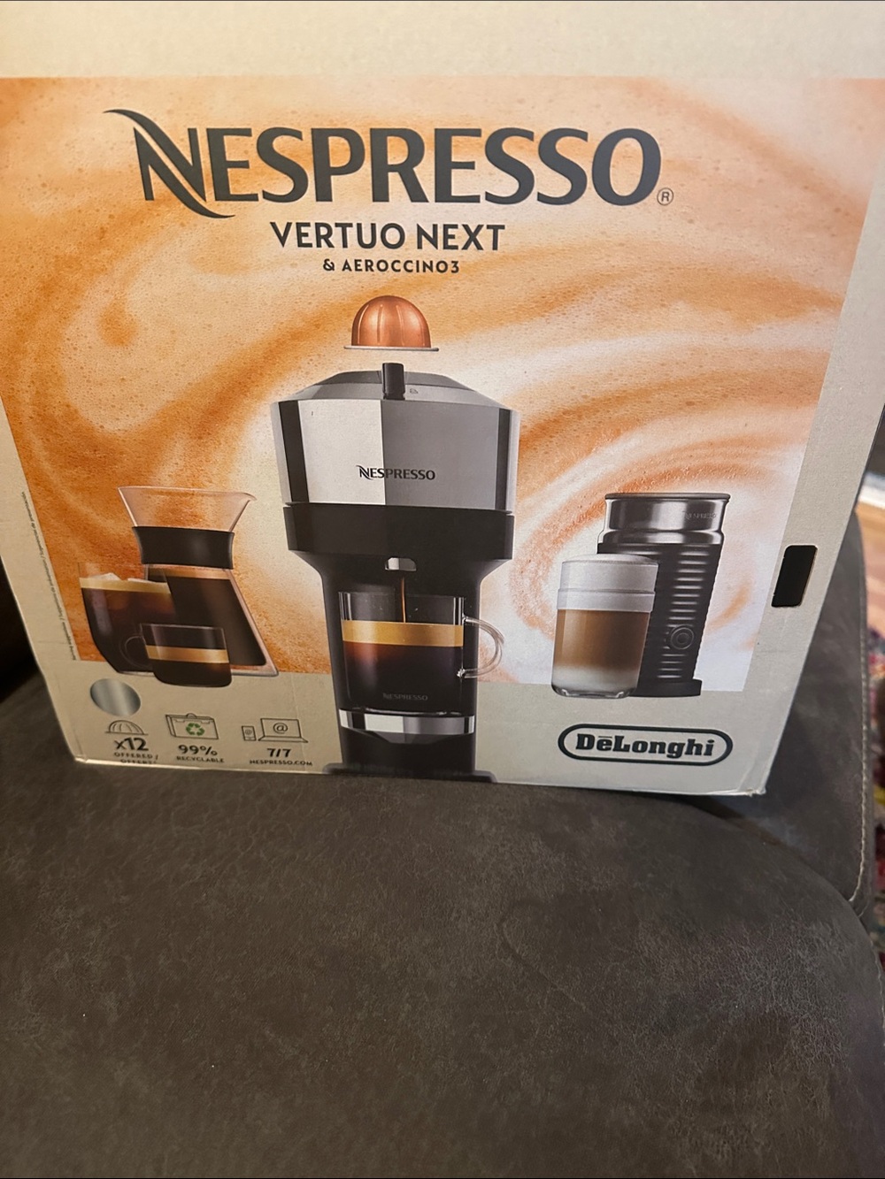 Nespresso Vertuo Next & Aeroccino3 - Black and Silver Box Art